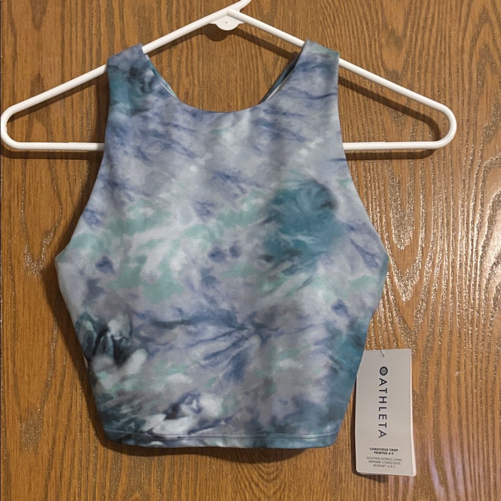 Athleta NWT Women's Blue and Green Tie-Dye Conscious Crop Size XS